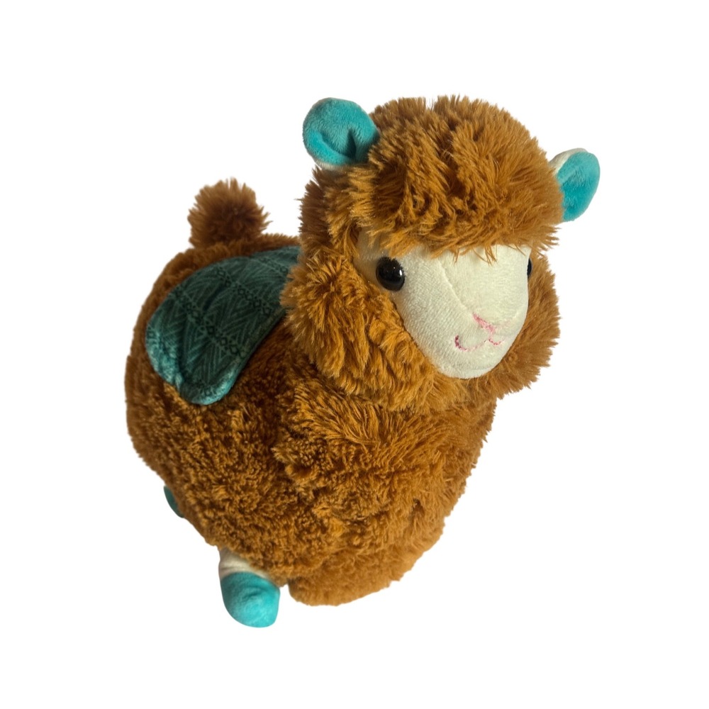 Kellytoy Brown Alpaca Llama Plush Stuffed Animal Teal Saddle 12" 2018